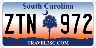 SC license plate ZTN972