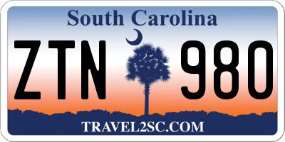SC license plate ZTN980