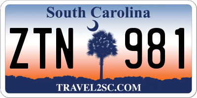 SC license plate ZTN981