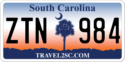 SC license plate ZTN984