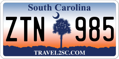 SC license plate ZTN985
