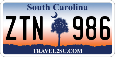 SC license plate ZTN986