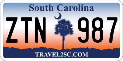 SC license plate ZTN987