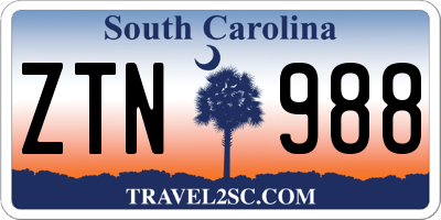 SC license plate ZTN988
