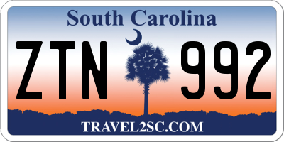 SC license plate ZTN992