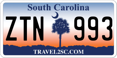 SC license plate ZTN993