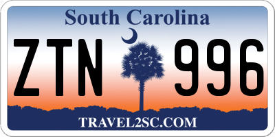 SC license plate ZTN996