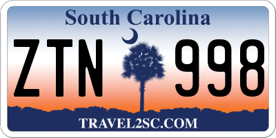 SC license plate ZTN998