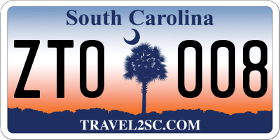 SC license plate ZTO008