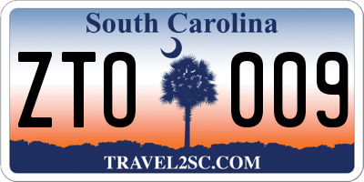 SC license plate ZTO009