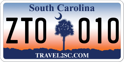 SC license plate ZTO010