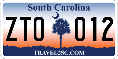 SC license plate ZTO012