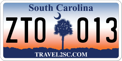 SC license plate ZTO013