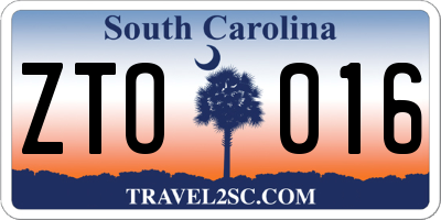 SC license plate ZTO016