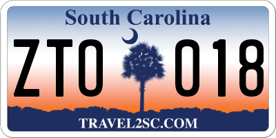 SC license plate ZTO018