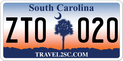 SC license plate ZTO020