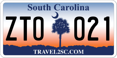 SC license plate ZTO021