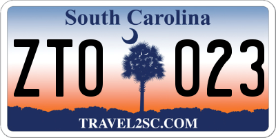 SC license plate ZTO023
