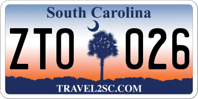 SC license plate ZTO026