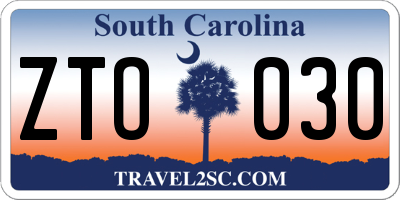 SC license plate ZTO030
