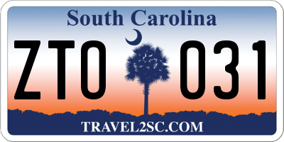 SC license plate ZTO031