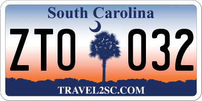 SC license plate ZTO032