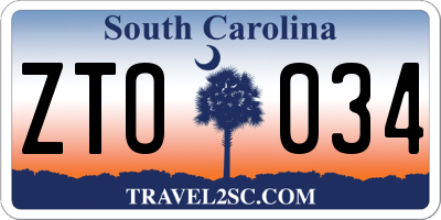 SC license plate ZTO034