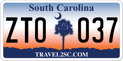 SC license plate ZTO037