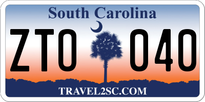 SC license plate ZTO040