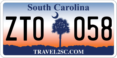 SC license plate ZTO058