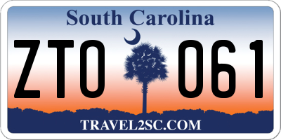 SC license plate ZTO061