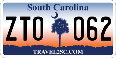 SC license plate ZTO062