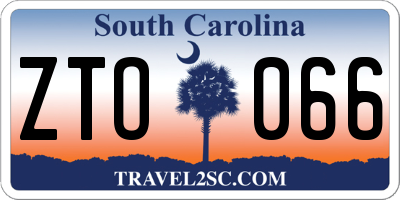SC license plate ZTO066