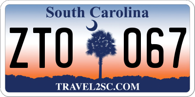 SC license plate ZTO067