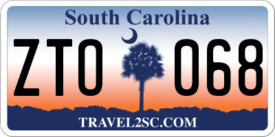 SC license plate ZTO068