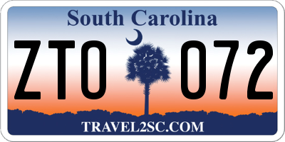 SC license plate ZTO072