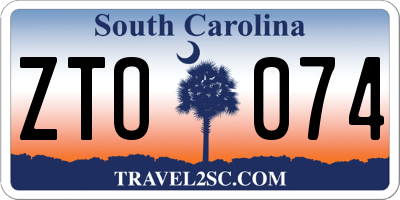 SC license plate ZTO074