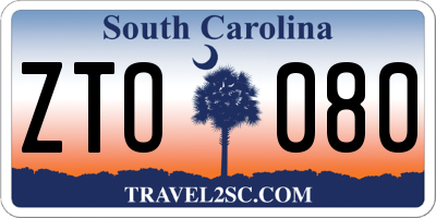 SC license plate ZTO080