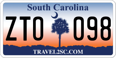 SC license plate ZTO098