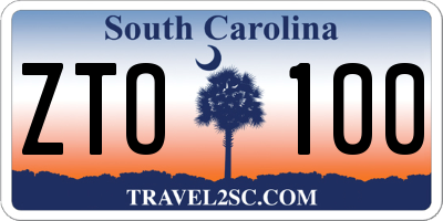 SC license plate ZTO100