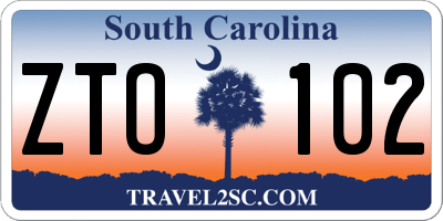 SC license plate ZTO102