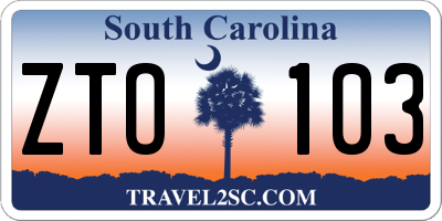SC license plate ZTO103