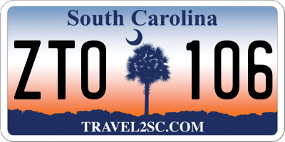 SC license plate ZTO106