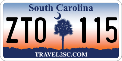 SC license plate ZTO115