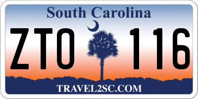 SC license plate ZTO116