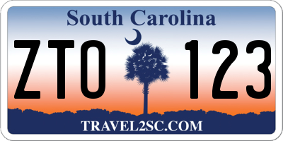 SC license plate ZTO123