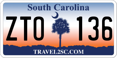 SC license plate ZTO136