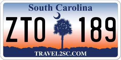 SC license plate ZTO189