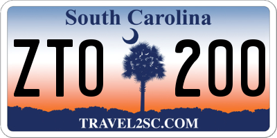 SC license plate ZTO200