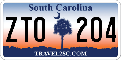 SC license plate ZTO204
